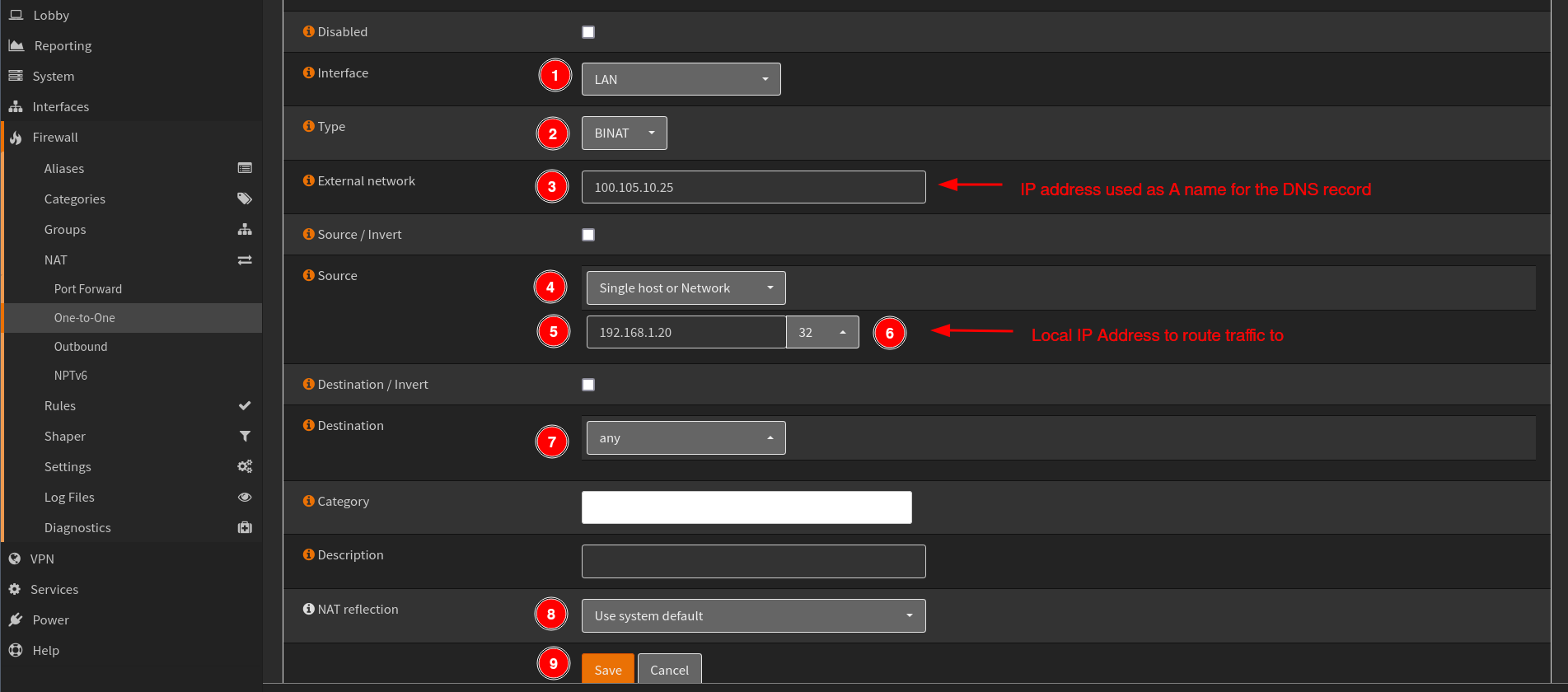 OPNSense One-To-One NAT Firewall Rule